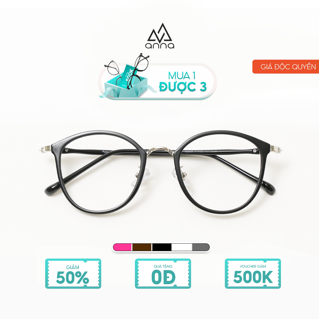 Gọng kính mắt thời trang ANNA nam nữ dáng tròn chất liệu kim loại cao cấp 2053 | BigBuy360 - bigbuy360.vn