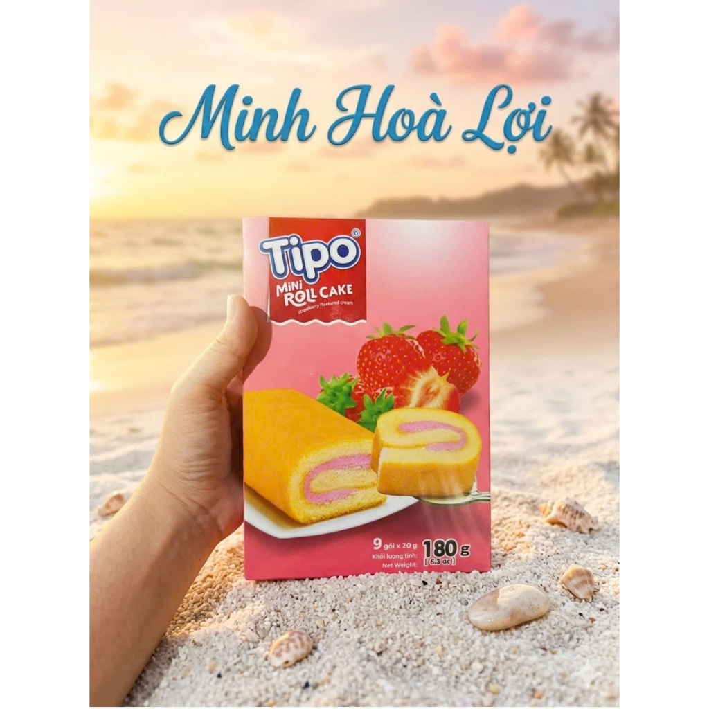 Tipo Bánh Bông Lan Cuộn Kem Hương Dâu 180g