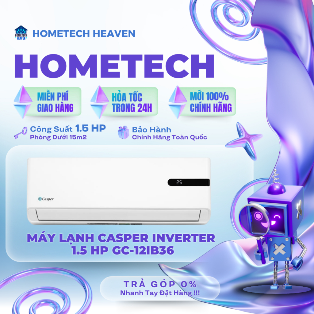 GC-12IB36 [GIAO LẮP HCM] Máy lạnh Casper Inverter 1.5 HP GC-12IB36 - CHÍNH HÃNG, BH 3 NĂM