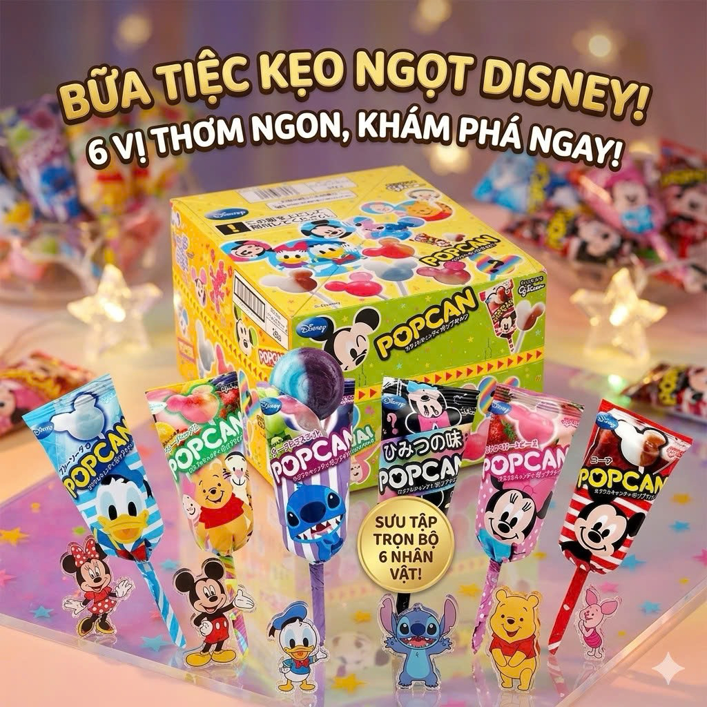 KẸO MÚT GLICO POPCAN DISNEY NHẬT