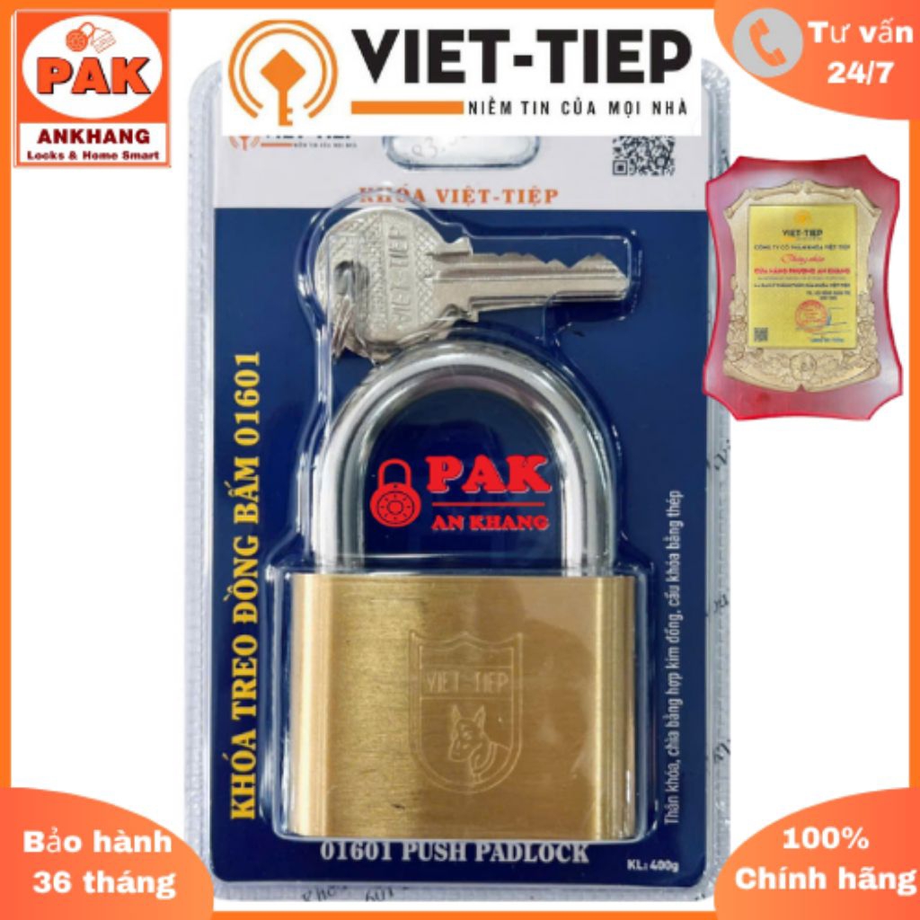 Khóa treo đồng bấm 6 phân Việt Tiệp 01601