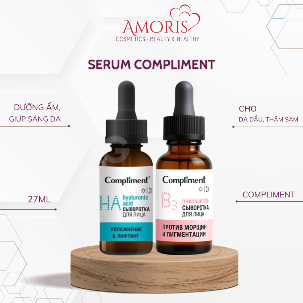 Serum Tinh Chất Dưỡng Da Compliment B3 Anti-wrinkle Đều Màu, Kiềm Dầu & Giúp Da Trắng Sáng 27mL