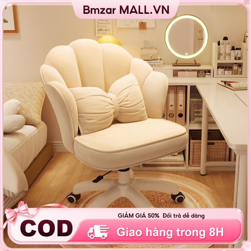 Bmzar Ghế máy tính có thể điều chỉnh, ghế văn phòng thoải mái, ghế trang điểm phòng ngủ, xoay 360 độ
