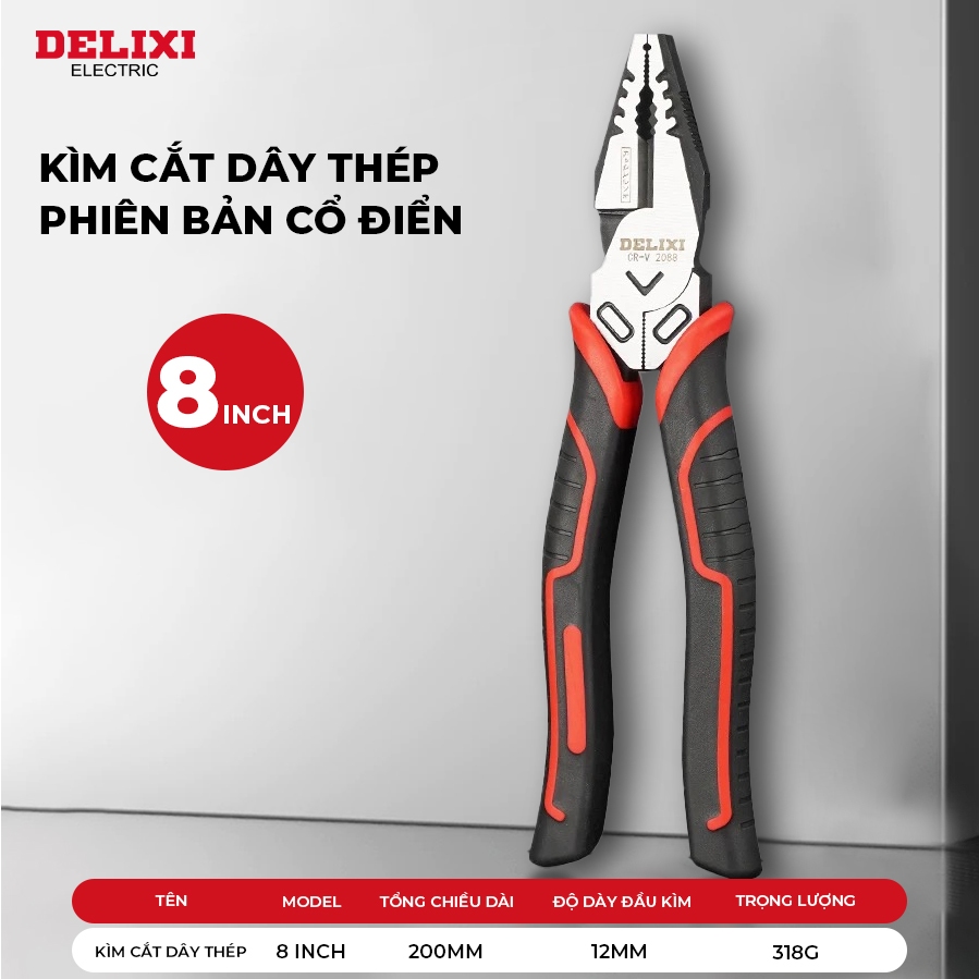 Kìm Đa Năng Delixi Kìm Cắt Thép Công Nghiệp Trục Lệch Tâm, Cắt Nhẹ Tay, Bền Bỉ, Cắt Dây Sắt, Đồng
