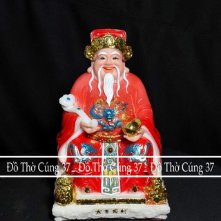 [ Cao 20 cm ] TƯỢNG THẦN TÀI  THỔ ĐỊA  GẤM LỤA MÀU ĐỎ [  BỘT ĐÁ + COMPOSITE