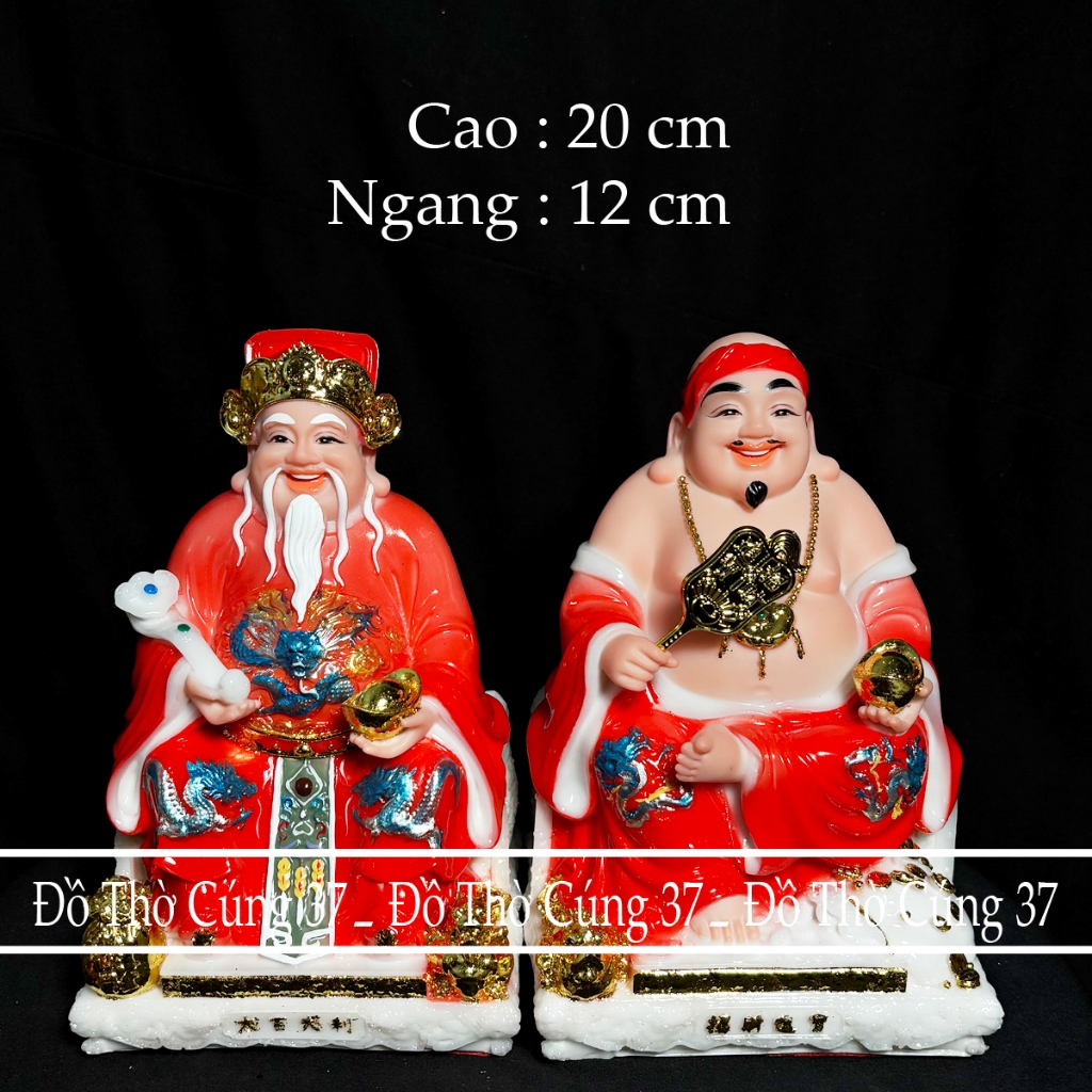 [ Cao 20 cm ] TƯỢNG THẦN TÀI  THỔ ĐỊA  GẤM LỤA MÀU ĐỎ [  BỘT ĐÁ + COMPOSITE
