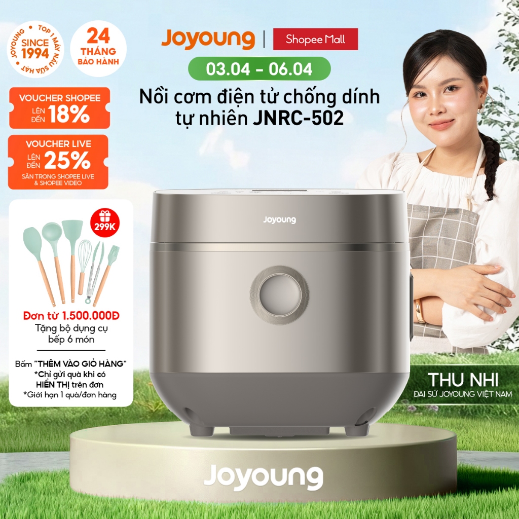 Nồi cơm điện tử 1.8L Joyoung JNRC-502 | Chống dính tự nhiên | Công suất 860W
