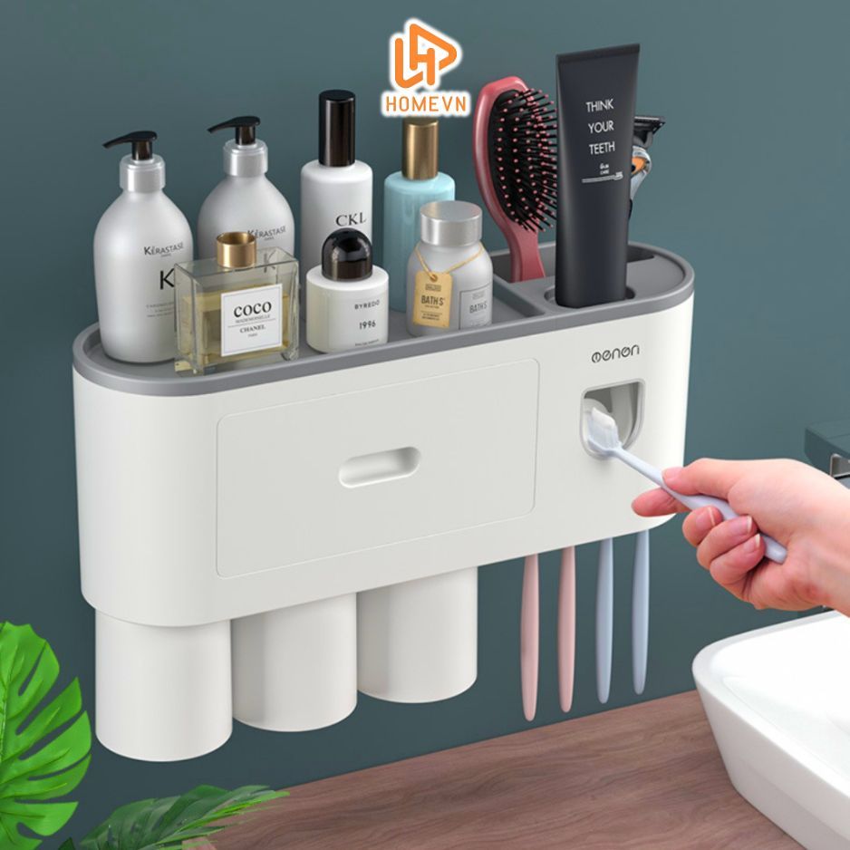 Bộ Nhả Kem Đánh Răng OENON Cao Cấp, Kệ Cắm Bàn Chải, Để Đồ Nhà Tắm OENON Chính Hãng Đa Năng Bền Đẹp