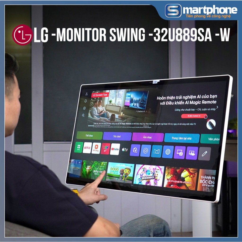 Màn Hình Thông Minh LG Smart Monitor Swing 32U889SA-W 31.5 Inch 4K UHD IPS Màn Hình Cảm Ứng - Bảo Hà