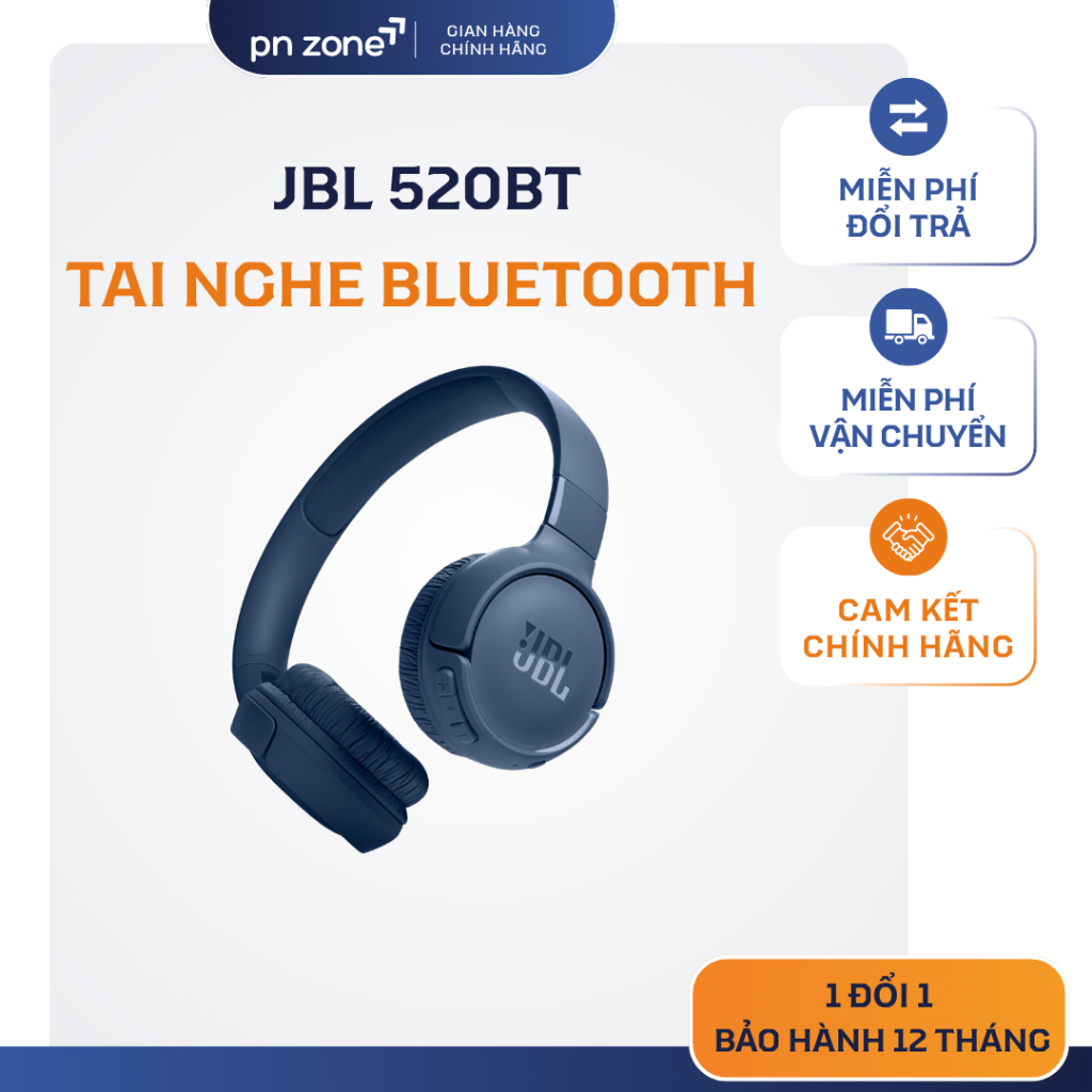 Tai Nghe JBL Tune 520BT Bluetooth Chính Hãng - Bảo Hành 12 Tháng