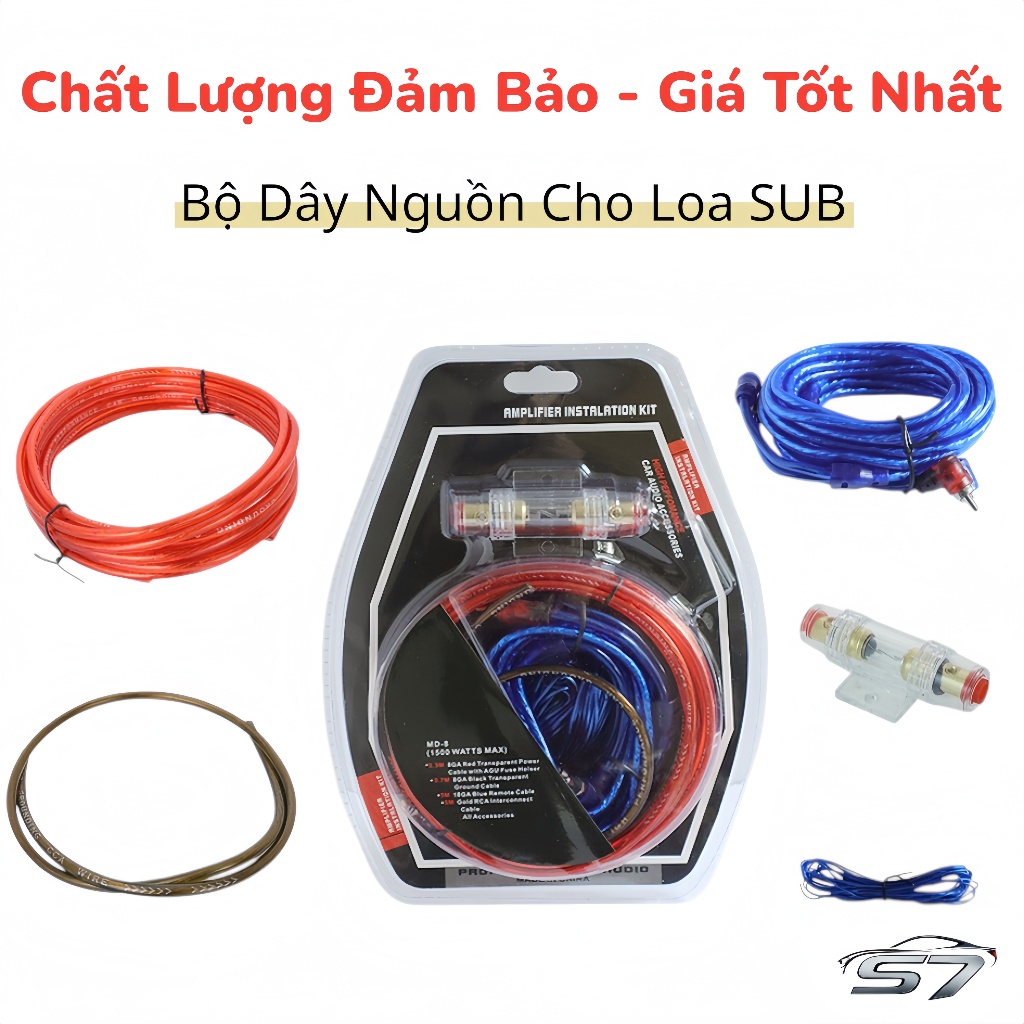Bộ dây nguồn kít lắp loa sub ô tô, Dây nguồn loa sub, phụ kiện loa sub, Dây av loa sub, dây to tải t