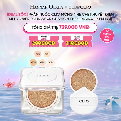 [HANNAH OLALA] Phấn Nước Clio Mỏng Nhẹ Che Khuyết Điểm Hoàn Hảo Kill Cover Founwear Cushion The Original (kèm lõi)