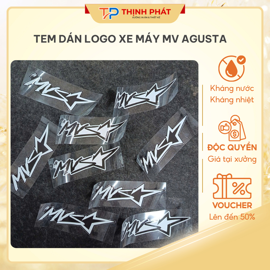 TEM DÁN LOGO MV Agusta TP032 Cao 6cm TRANG TRÍ XE