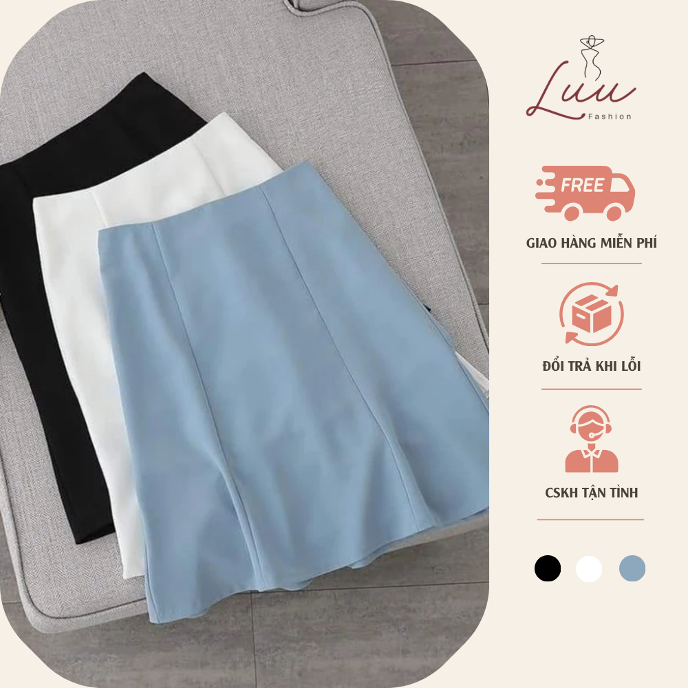 Chân váy chữ A dài 50cm kèm lót quần bảo hộ dáng chớm gối LUU502G -  Luu fashion