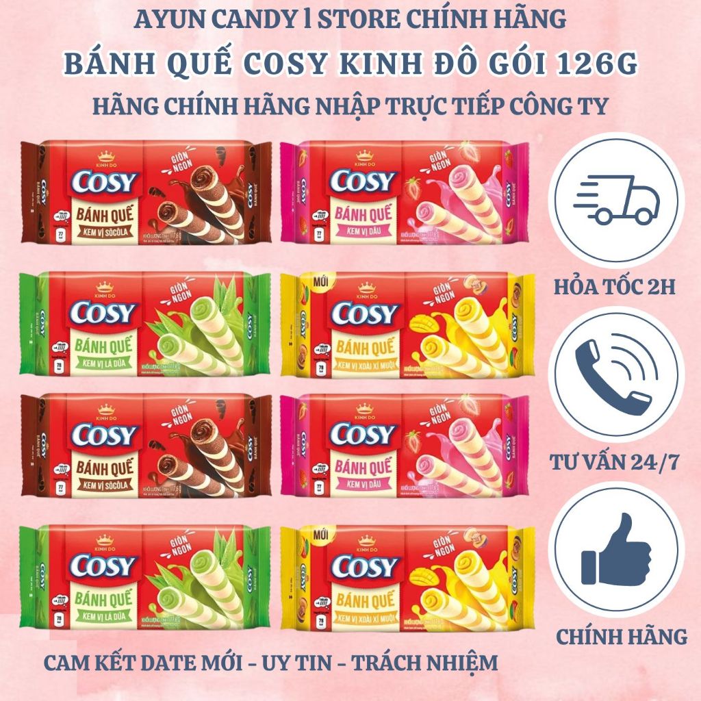 [HỎA TỐC ĐỦ VỊ] Bánh Quế Cosy Kinh Đô 126g - Giòn Thơm Đủ Vị - Bánh Quế Cosy Vị Socola