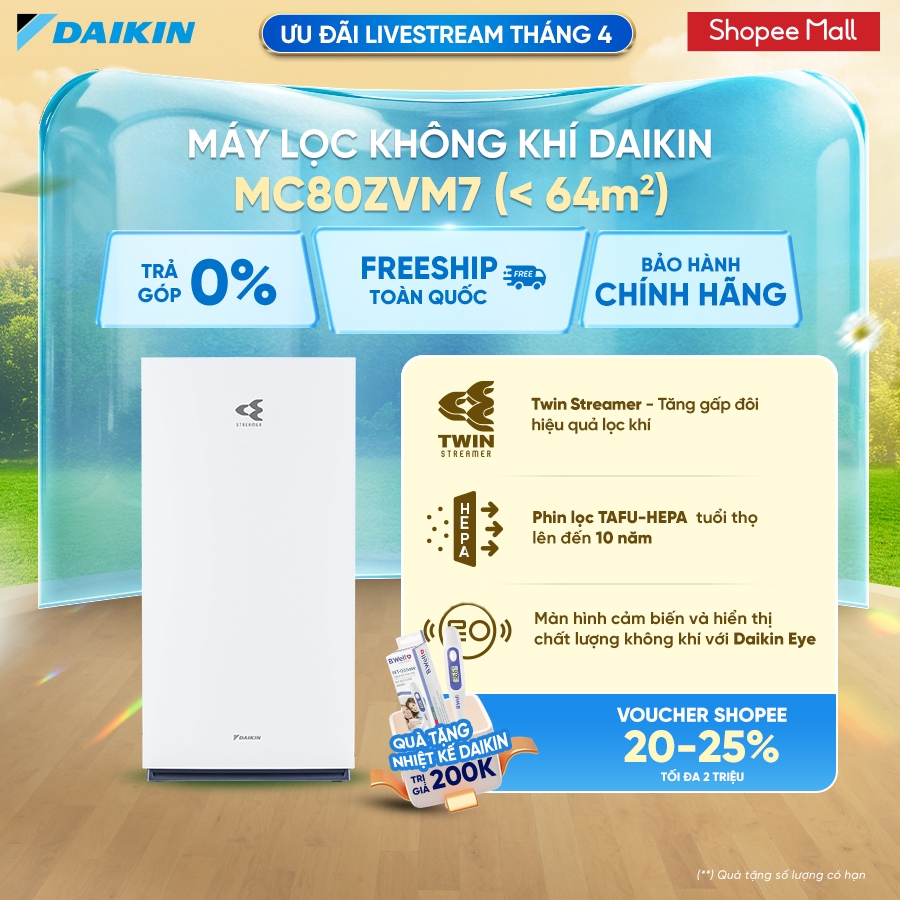 [LIVESTREAM] Máy lọc không khí Daikin MC80ZVM7 - Điều khiển app - Twin Streamer | BigBuy360 - bigbuy360.vn