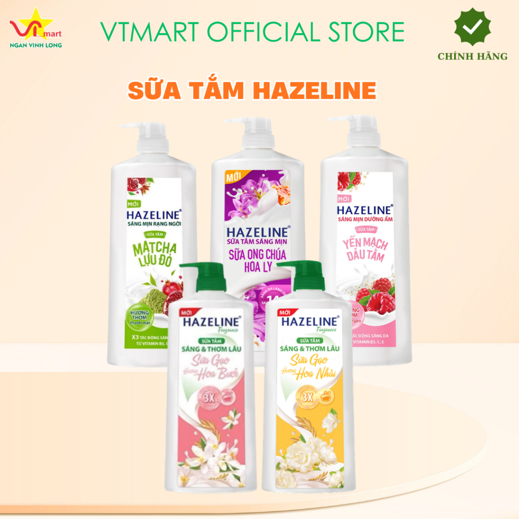Sữa Tắm Hazeline Matcha & Lựu Đỏ / Yến Mạch & Dâu Tằm/ Hương Hoa Nhài/ Sữa Ong Chúa/ Hương Hoa Bưởi Chai 1KG/800G