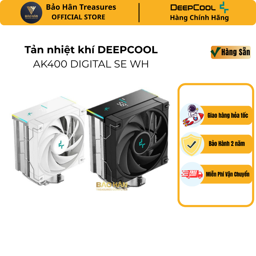 Tản nhiệt khí DEEPCOOL AK400 DIGITAL SE WH/ BK - Màn hình led hiển thị nhiệt độ CPU - Hàng Chính Hãn