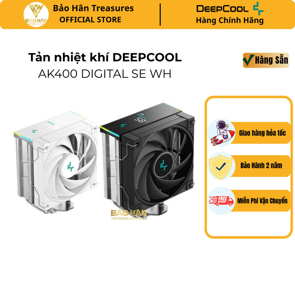 Tản nhiệt khí DEEPCOOL AK400 DIGITAL SE WH/ BK - Có Màn Led hiển thị nhiệt độ LED ARGB - Hàng Chính 