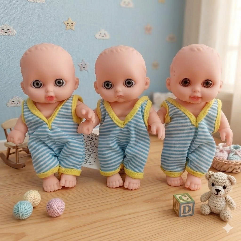 (giao biểu cảm ngẫu nhiên+ áo) Búp Bê Nhựa Mềm Mắt To 2 cm 5 inch Vinyl reborn Baby Doll PVN4467