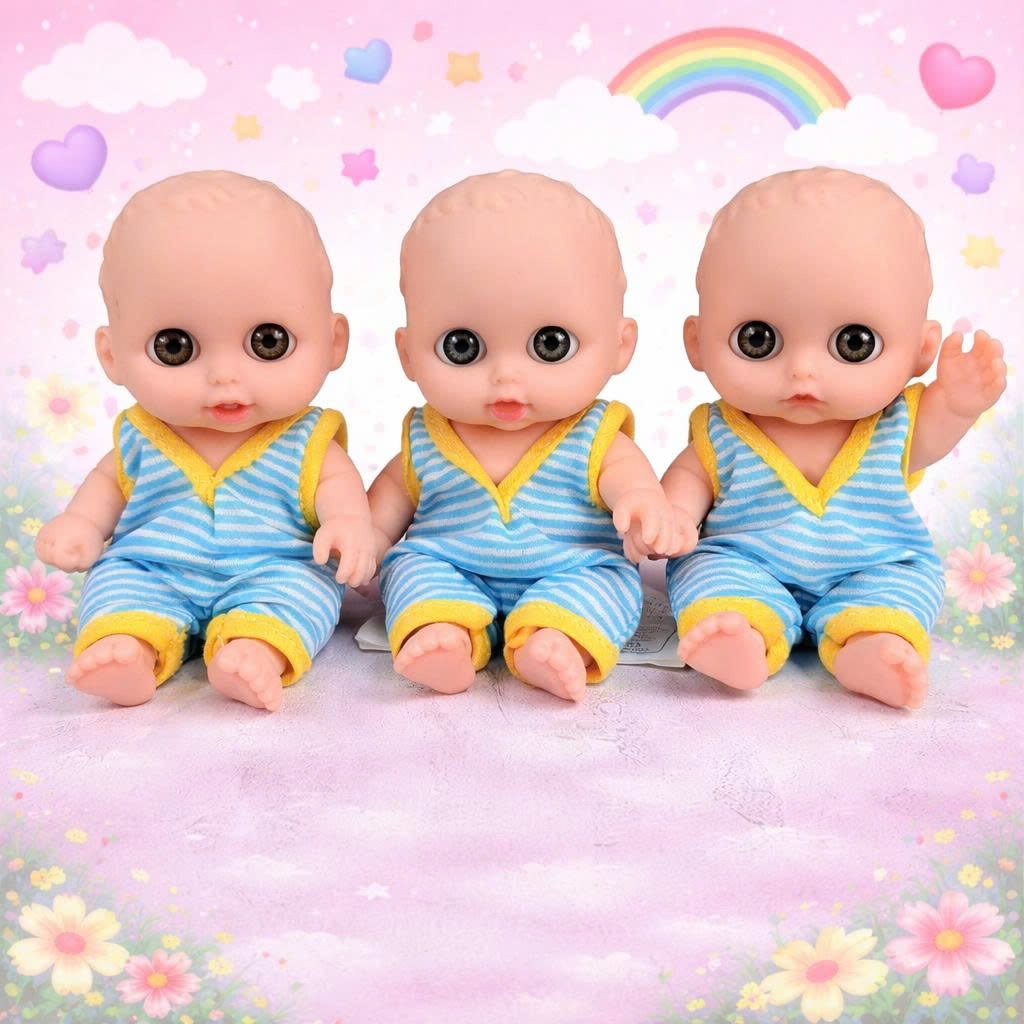 (giao biểu cảm ngẫu nhiên+ áo) Búp Bê Nhựa Mềm Mắt To 2 cm 5 inch Vinyl reborn Baby Doll PVN4467
