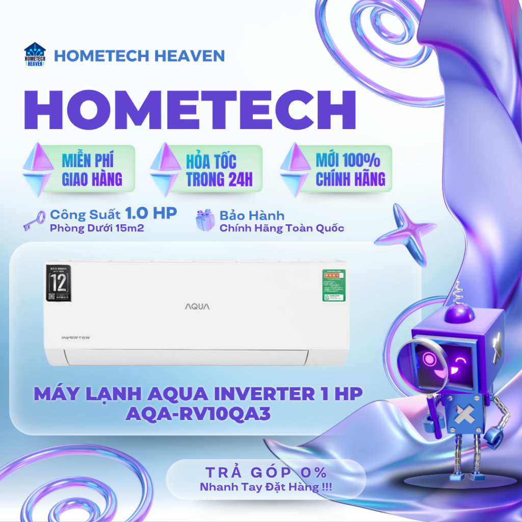 AQA-RV10QA3 [GIAO LẮP HCM] Máy lạnh AQUA Inverter 1 HP AQA-RV10QA3 - CHÍNH HÃNG, BH 2 NĂM