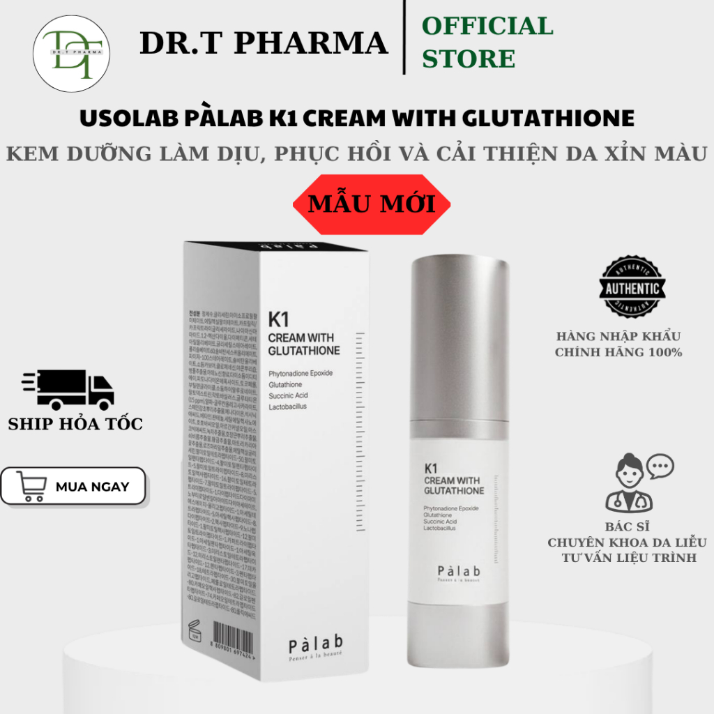 [HÀNG CÔNG TY] Kem phục hồi giảm đỏ, làm dịu da Usolab Palab K1 Cream (40ml)