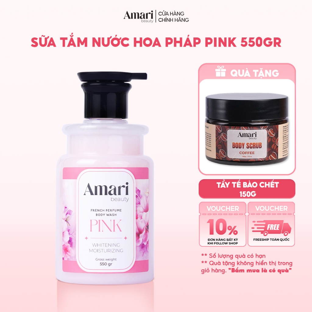Sữa Tắm Amari Beauty Hương Nước Hoa Pháp Giúp Làm Sạch, Dưỡng Ẩm Cơ Thể - 550g