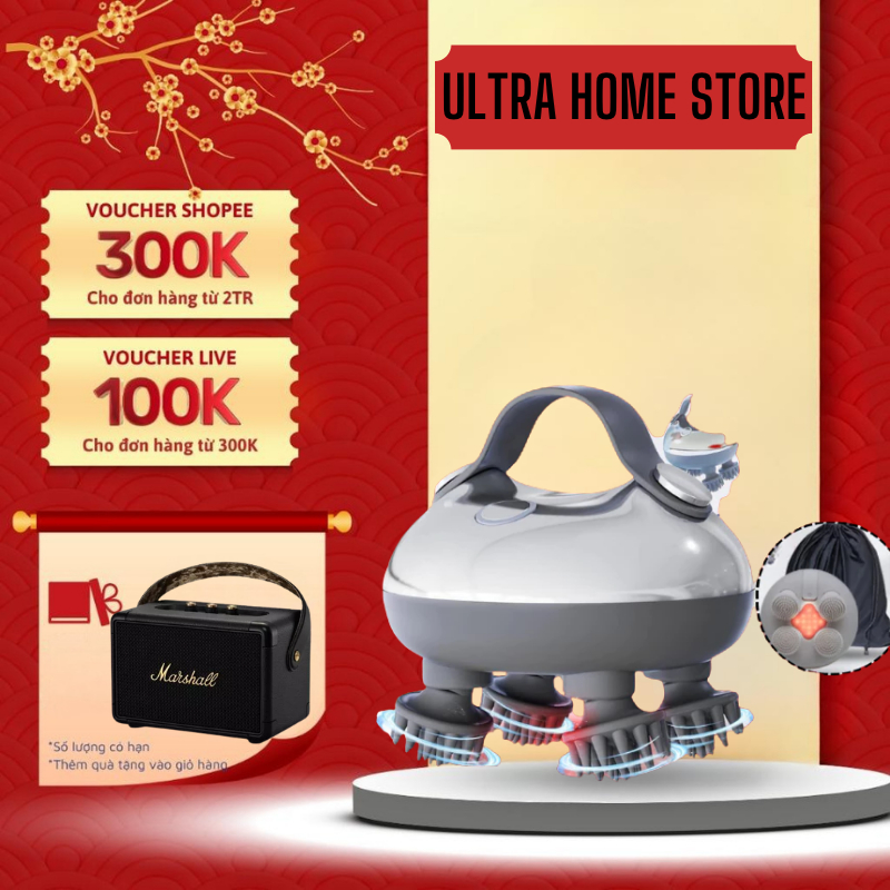 Máy Massage Đầu DELAX Mini 4 Chân, Giúp Giảm Stress, Thư Giãn Gội Đầu Dưỡng Sinh