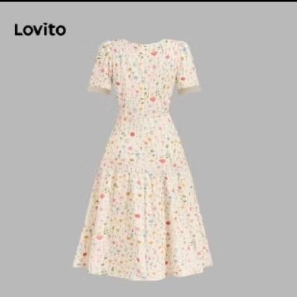 Lovito Váy Hoa Thanh Lịch Xòe... (có thể là Lovito Váy Hoa Thanh Lịch Xòe Cổ V Tay Ngắn).