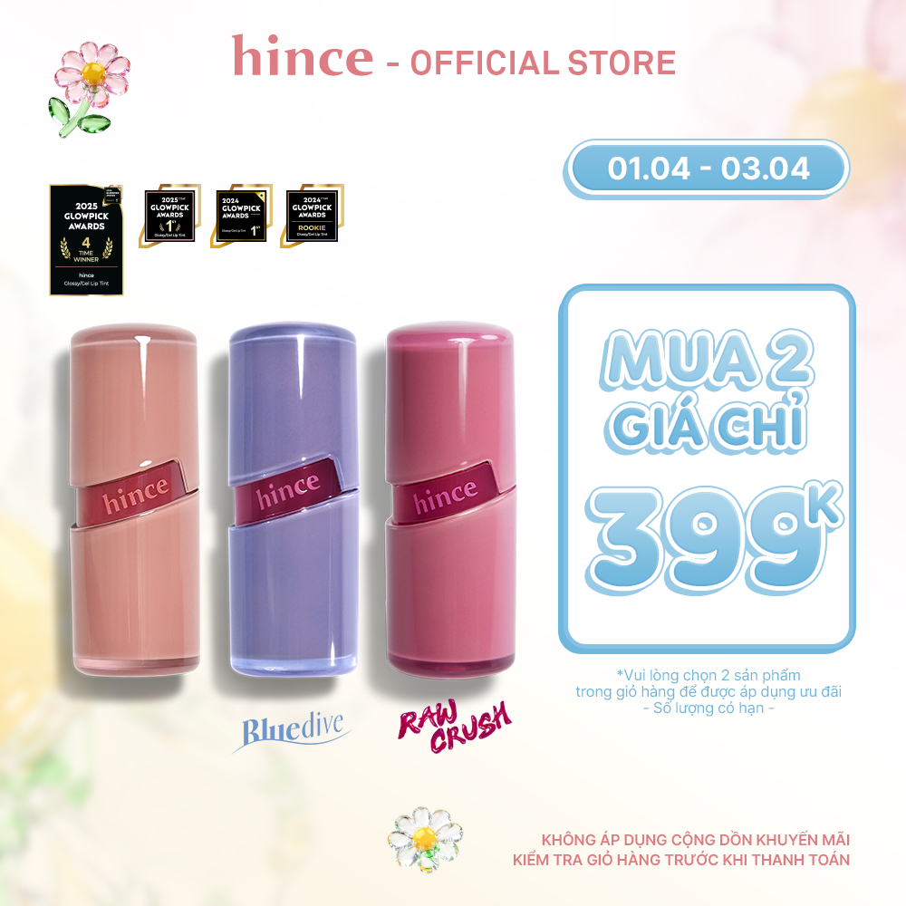 [HOT] Son gel tint căng bóng tự nhiên hince Raw Glow Gel Tint 4ml