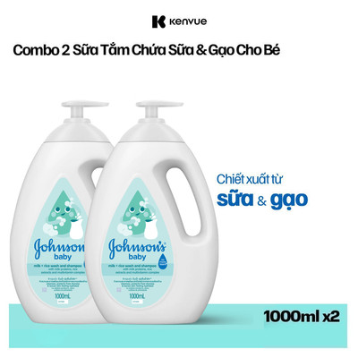 [Lucie x TD] B2G1-Combo 2 Sữa tắm Johnson's Baby Chứa Sữa & Gạo 1000ml/chai