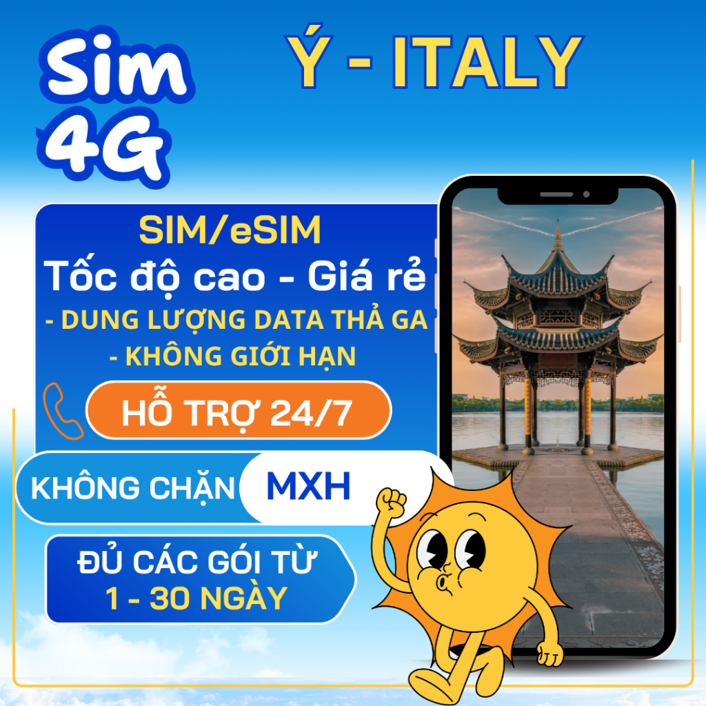 [SIMTRUST] Sim du lịch Ý, Sim data Italy- mạng iliad/Vodafone 5G tốc độ cao, hỗ trợ 24/7 - sim vật l