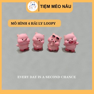 Mô Hình 4 LOOPY Hải Ly Hồng Dễ Thương Decor Ô TÔ, Bàn Làm Việc, Tiểu Cảnh, Bàn Học, Làm quà tặng