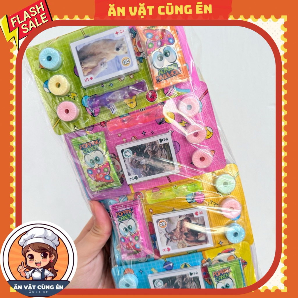 Bịch 30 vỉ kẹo nổ, c sáo, bộ bài cho bé mẫu mới, kẹo nổ bài sáo siêu hot bán lẻ 3k vỉ to