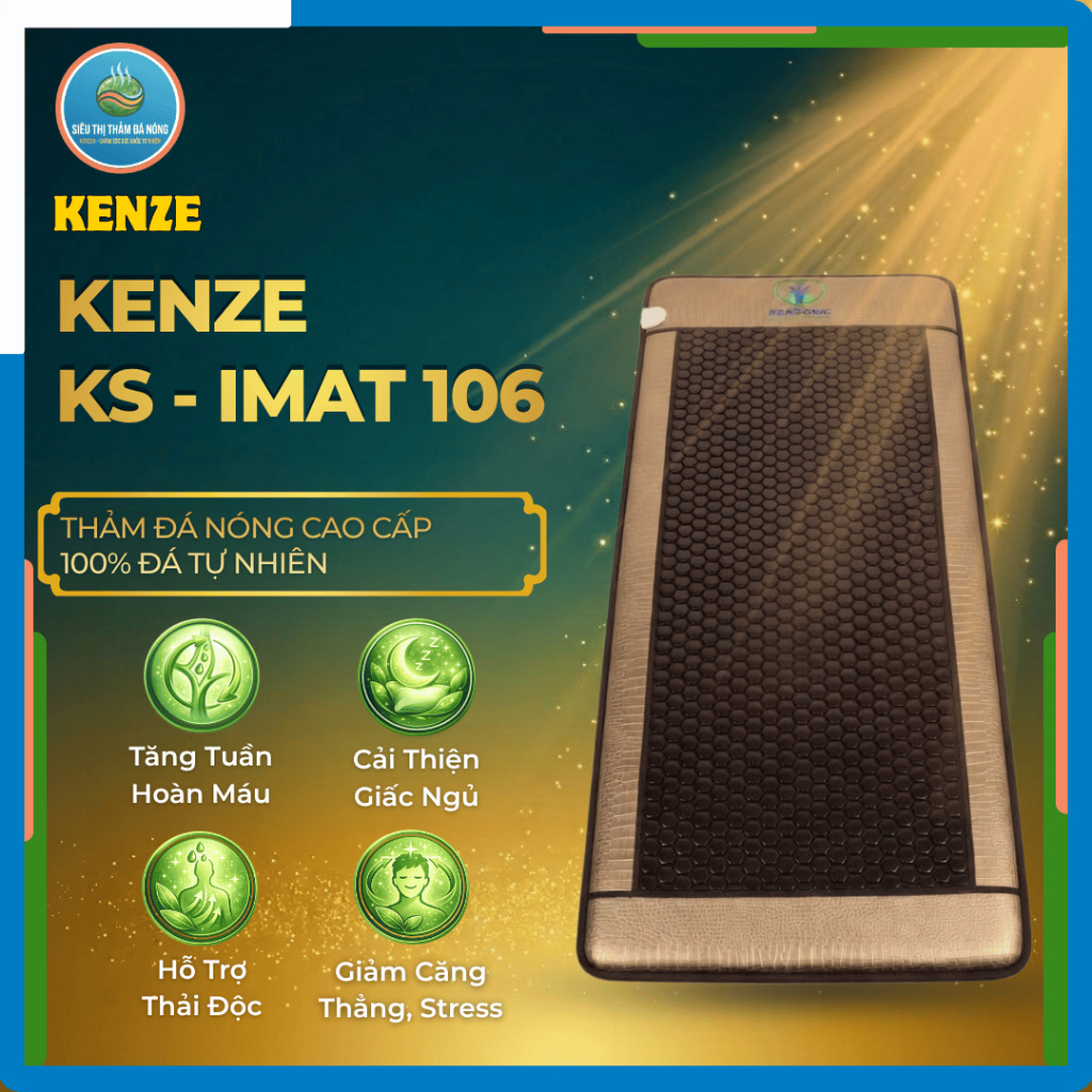 Thảm Đá Nóng KENZE KS-IMAT 106 (80x190cm) - 945 Viên Đá Tourmaline - Giảm Đau Mỏi, Ngủ Ngon - Đổi Tr