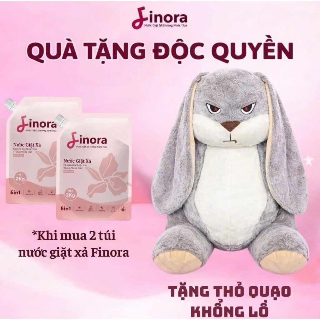 [Tặng 1 Thỏ Mặt Quạo] - Combo 2 Túi Nước Giặt Finora Hương Nước Hoa - mỗi túi 2kg