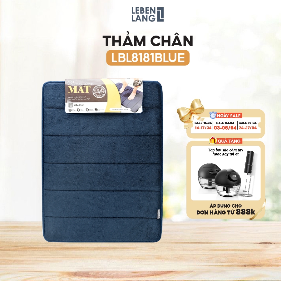 Thảm lau chân Lebenlang LBL8181, thấm hút nước đế cao su chống trơn trượt phòng tắm, thấm hút nhanh