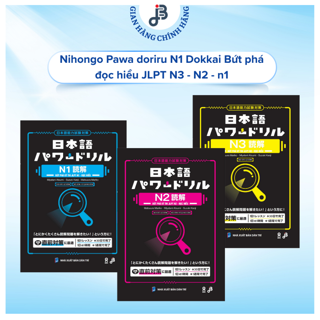 Sách tiếng Nhật - Combo 3 cuốn Nihongo Pawa Doriru Dokkai Bứt phá đọc hiểu JLPT N3 – N2 – N1