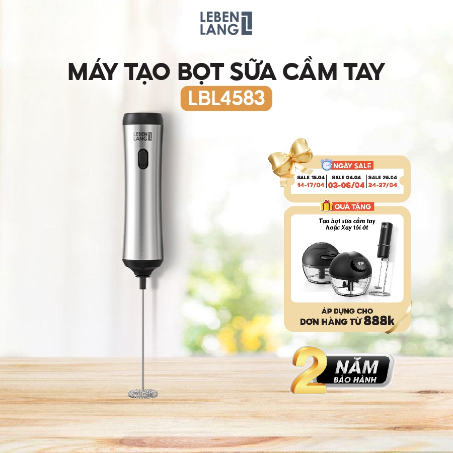 Máy đánh bọt sữa cafe cầm tay có giá treo Lebenlang LBL4583, 10W, sạc điện tiện lợi - Bảo hành 2 năm