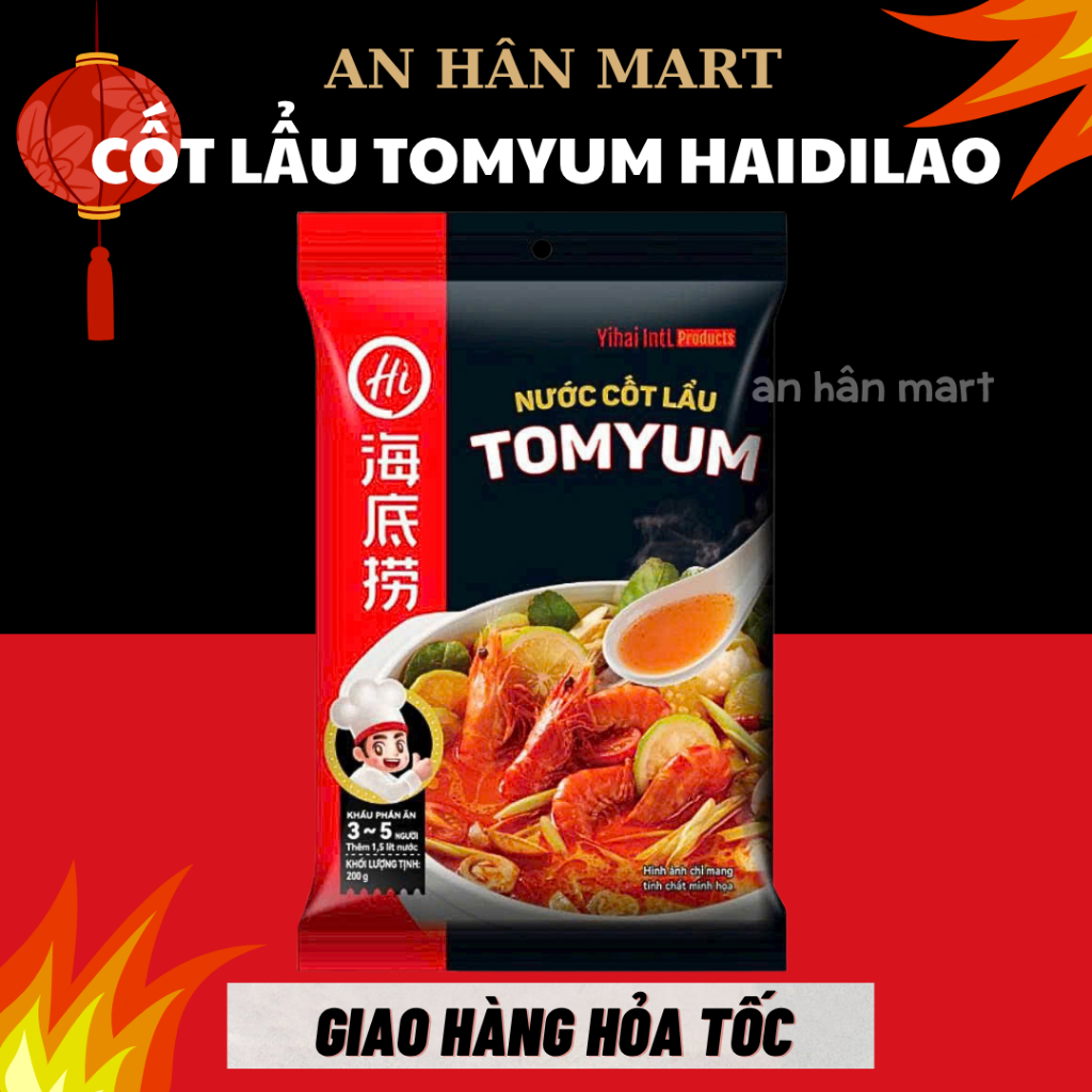 Nước cốt lẩu Thái Tomyum Haidilao chua cay gói 210g
