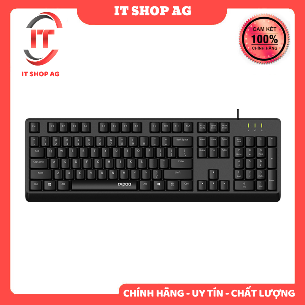 Bàn phím có dây Rapoo NK1900 (Màu đen, kết nối USB) Chính hãng