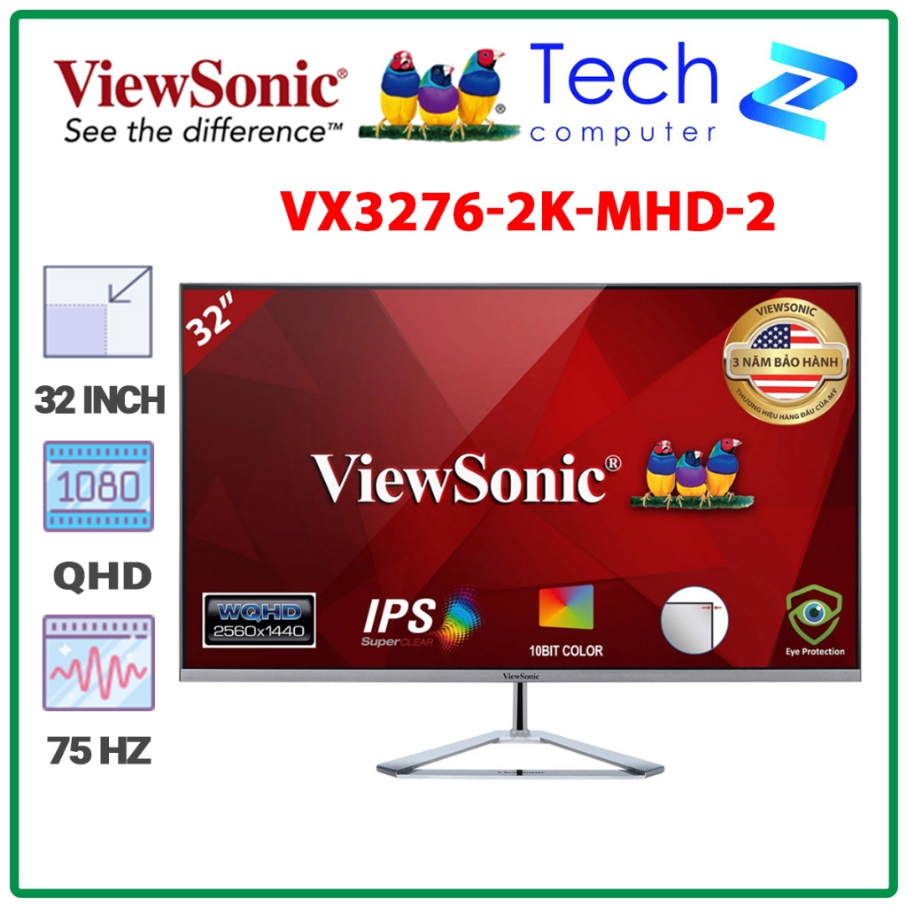 Màn Hình ViewSonic VX3276-2K-MHD-2 32 Inch 2K QHD IPS 75Hz HDR10 Chính Hãng