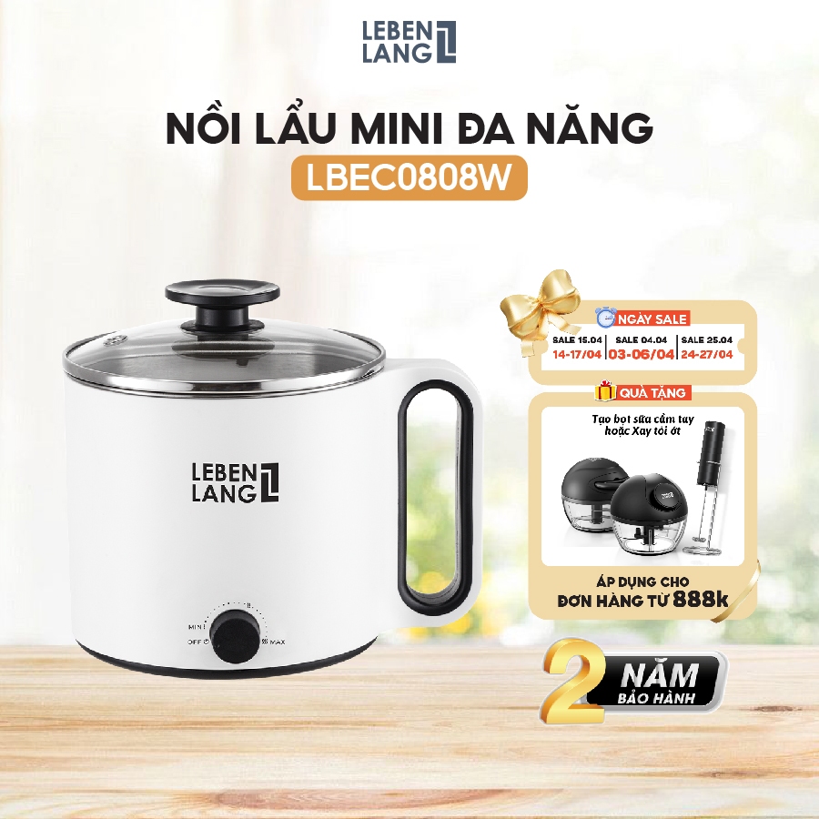 Nồi Lẩu Điện Mini Chống Dính Lebenlang LBEC0808 – Dung Tích 1500ml, Thương Hiệu Đức, Bảo Hành 2 Năm