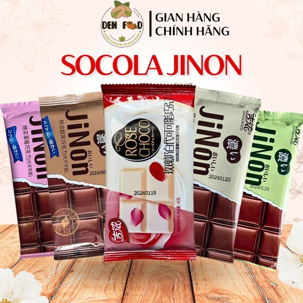 Kẹo Socola JiNon Vị Matcha, Hoa Hồng, Sữa, Dâu ,Nguyên Vị- Ăn Vặt Denfood