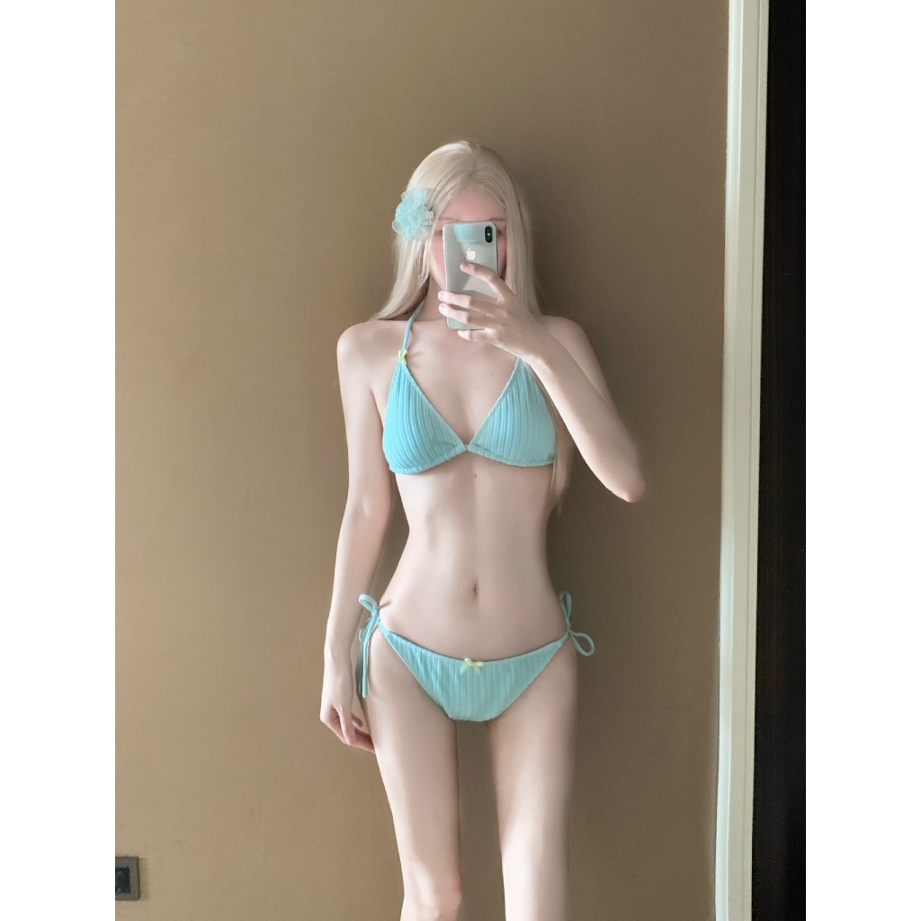 [Video thật] Set Bikini Nữ 4 Món Dễ Thương - Áo Lưới Dài Tay, Bikini Màu Pastel | BigBuy360 - bigbuy360.vn