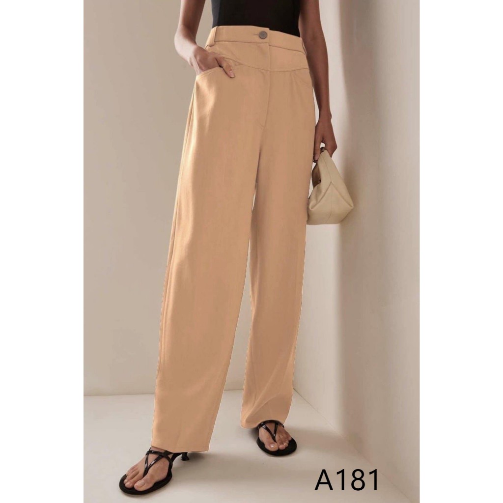Vis Store - Quần kaki nữ ống suông lưng cao
