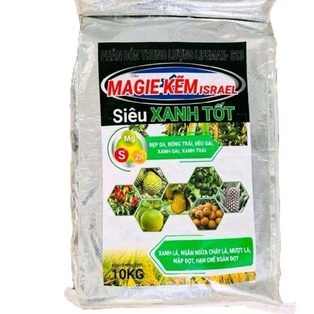 Magie kẽm Israel siêu xanh tốt (10kg). Phân bón trung lượng Mg và S tăng xanh trái, mượt lá