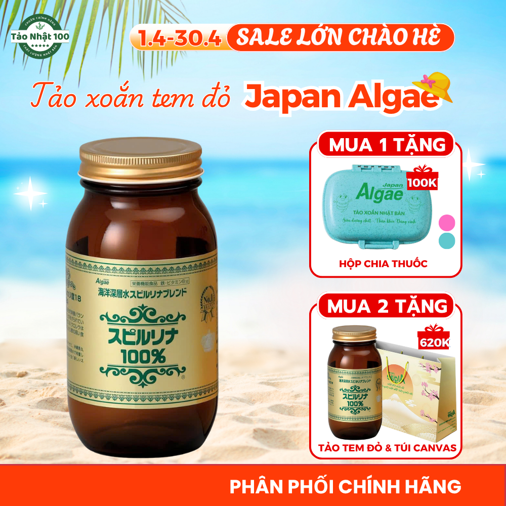 Tảo xoắn Deep Ocean Japan Algae Water Spirulina hộp 2200 viên Nhật Bản