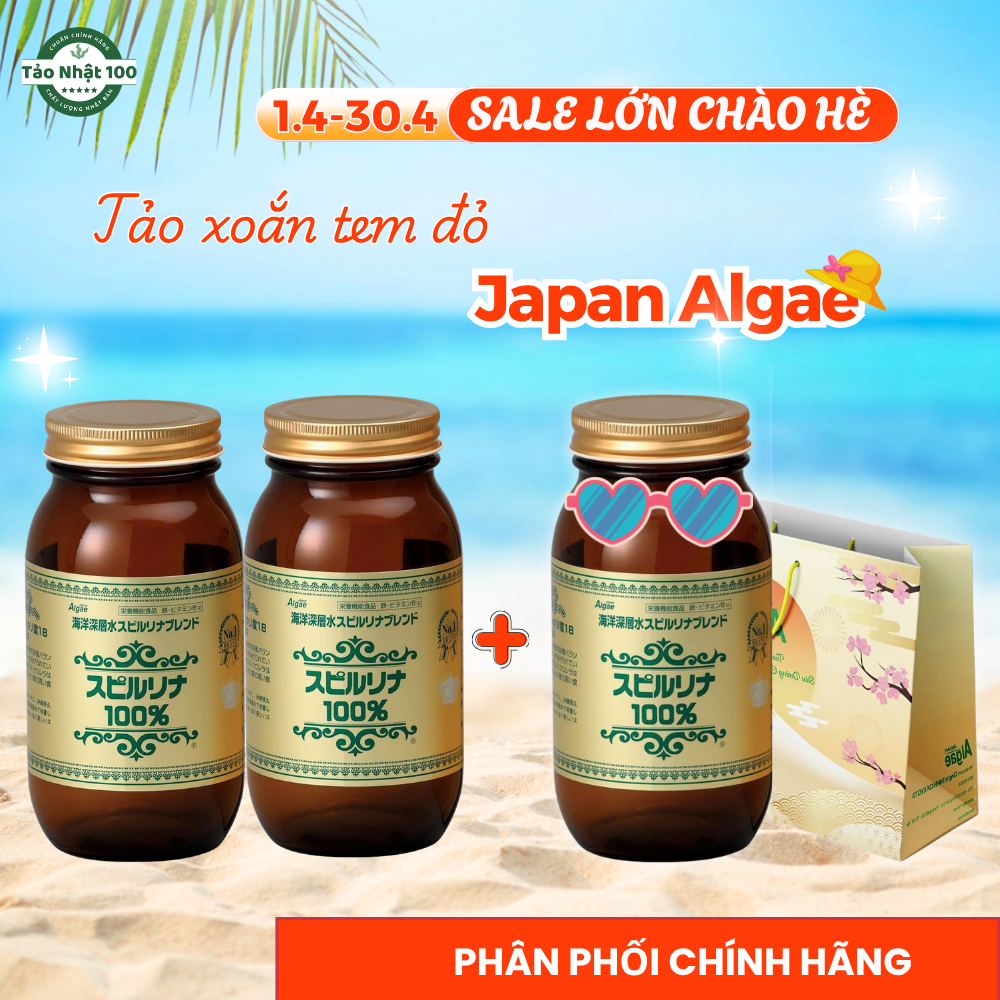 Combo 2 Tảo xoắn Deep Ocean Japan Algae Water Spirulina hộp 2200 viên Nhật Bản
